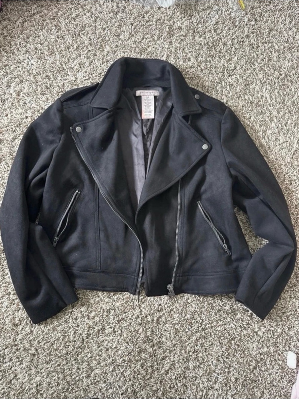 Philosophy Black Asymmetrical Moto Leather Jacket